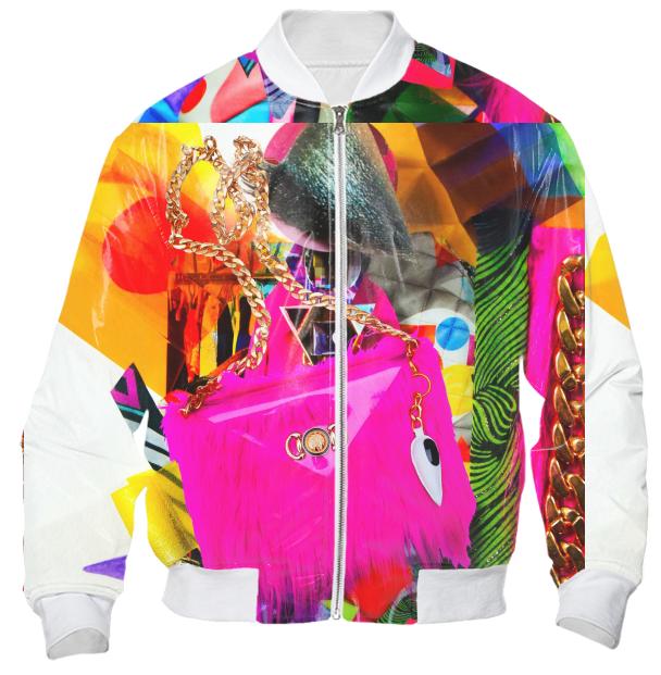 Lavinia fenton zig zag bag block print bomber jacket