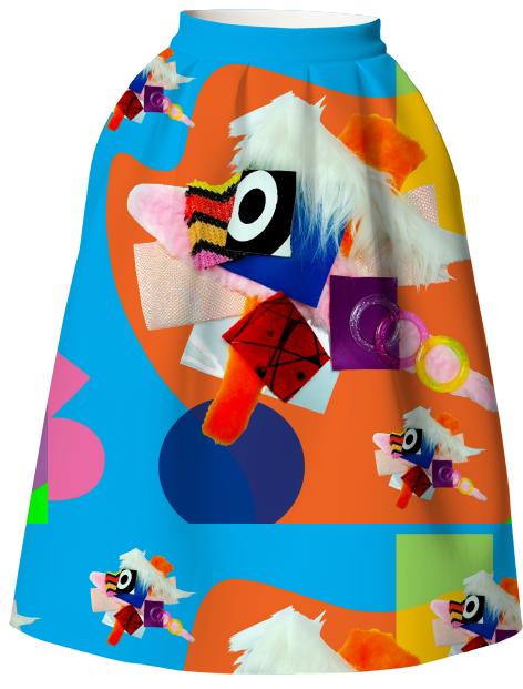 Lavinia fenton 3d touchable bird collage neoprene skirt