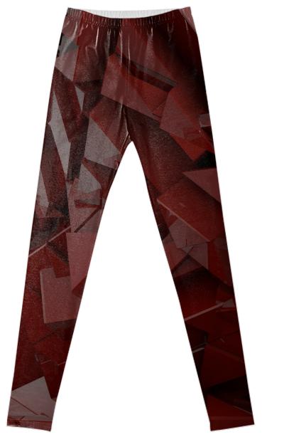 Glossy Red Low Poly 3D Abstract Fancy Leggings
