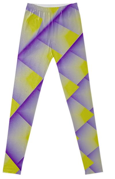 Yellow Purple 3d Abstract Pyramids Fancy Leggings
