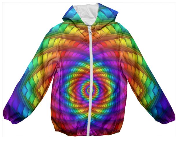 Psychedelic Rainbow Spiral Kid s Rain Jacket