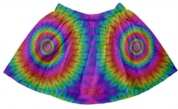 Psychedelic Rainbow Kids Full Skirt