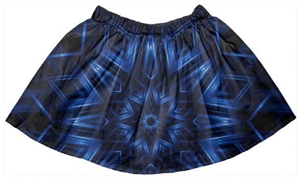 Glossy Blue Kaleidoscope Kids Full Skirt