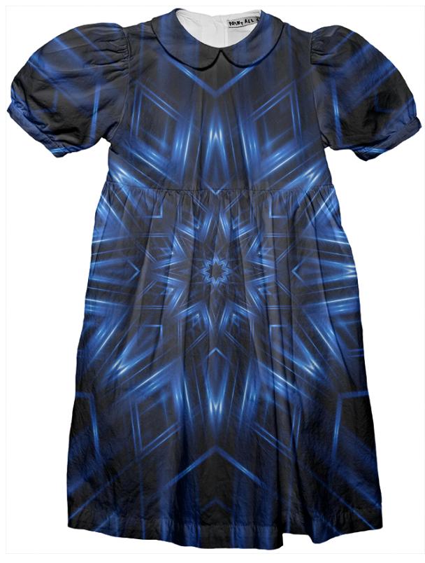 Glossy Blue Kaleidoscope Kids Party Dress