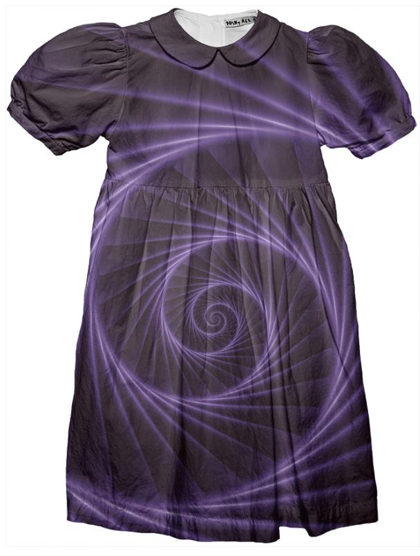Purple Spiral Fractal Kids Party Dress