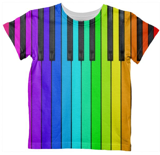 Rainbow Piano Keyboard Kids T shirt
