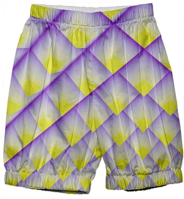 Yellow Purple 3D Pyramids Kids Bloomers