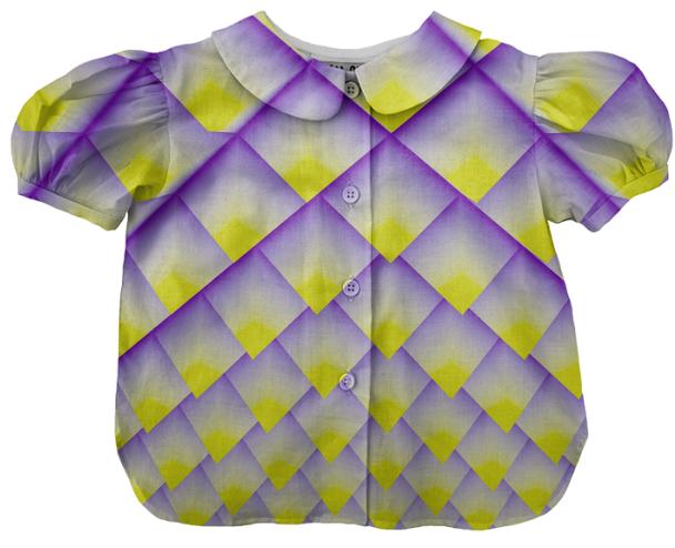 Yellow Purple 3D Pyramids Kids Blouse