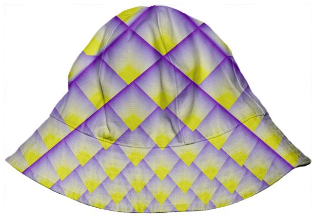 Yellow Purple 3D Pyramids Kids Bucket Hat