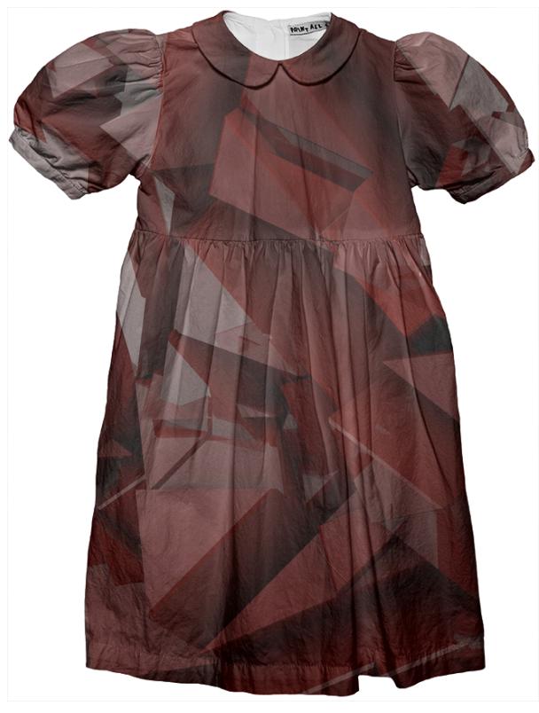 Glossy Red Low Poly 3D Abstract Kids Party Dress