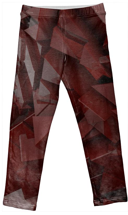 Glossy Red Low Poly 3D Abstract Kids Leggings
