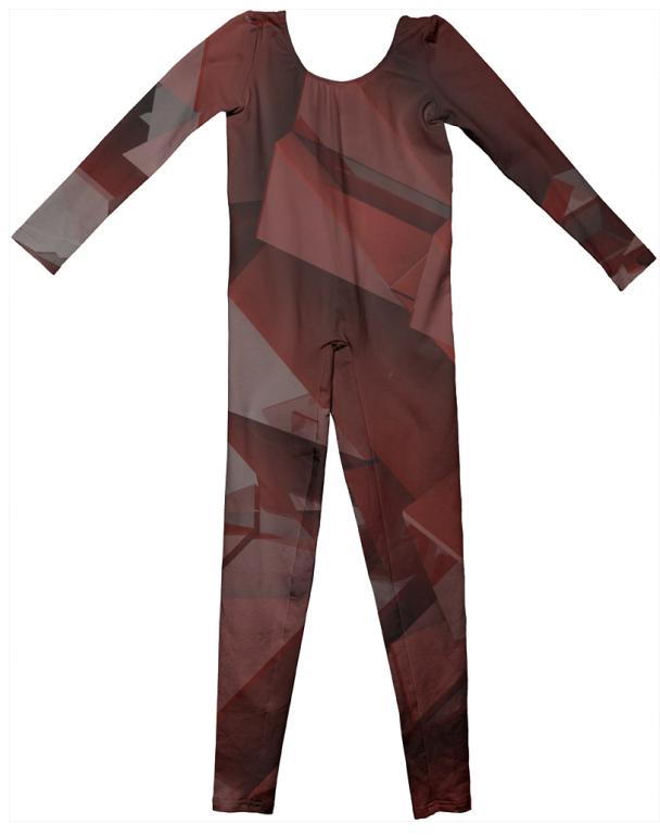 Glossy Red Low Poly 3D Abstract Kids Unitard