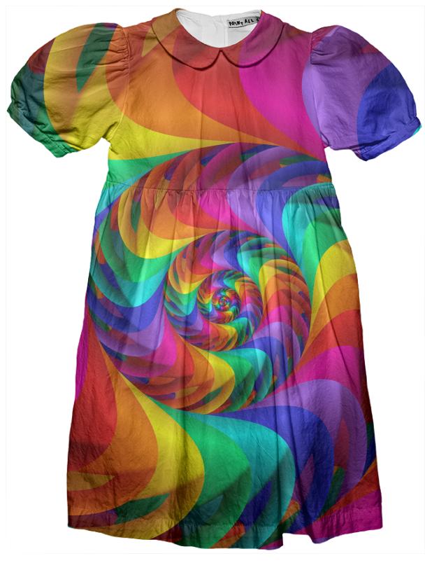 Psychedelic Rainbow Spiral Kids Party Dress