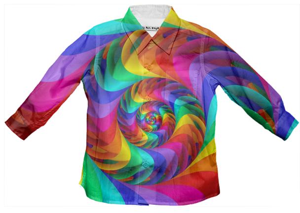 Psychedelic Rainbow Spiral Kids Button Down Shirt