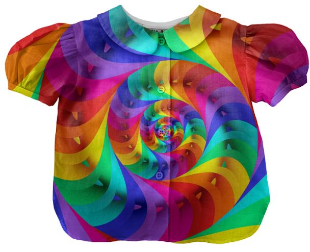 Psychedelic Rainbow Spiral Kids Blouse