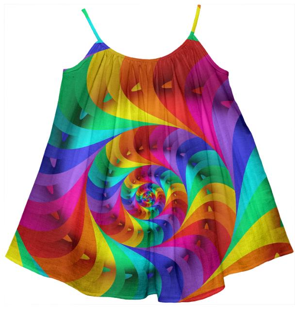 Psychedelic Rainbow Spiral Kids Tent Dress
