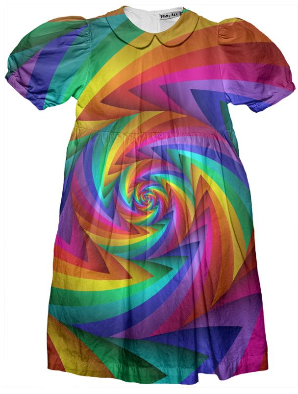 Psychedelic Rainbow Spiral Kids Party Dress