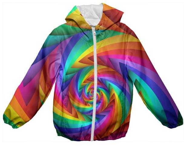 Psychedelic Rainbow Spiral Kids Rain Jacket