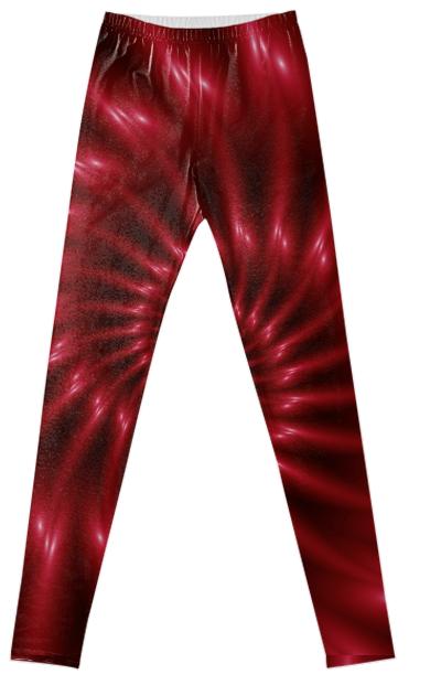 Red Glossy Fractal Spiral Fancy Leggings