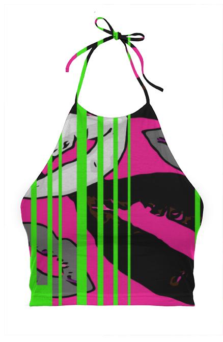 Neon Cartoon Kisses Halter Top
