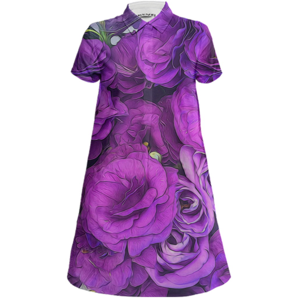 Purple Lisianthus Mini Shirt Dress