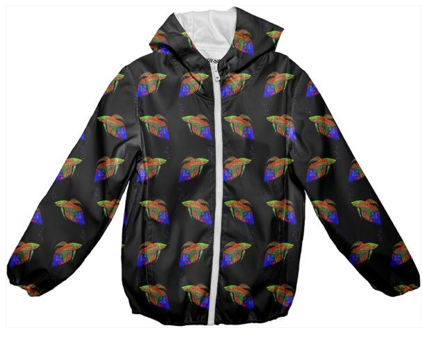 Swimming With The Neon Rainbow Fish Kids Rain Jacket by Dovetail Designs