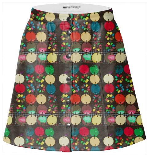 Multicolor Beaded Printed Skirt