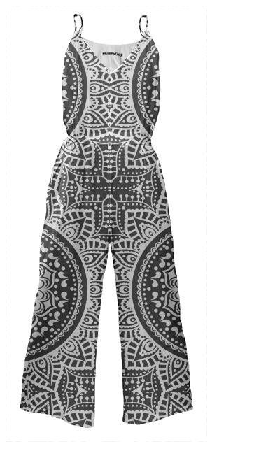 Black And White Mandala Waist Jumpsuit