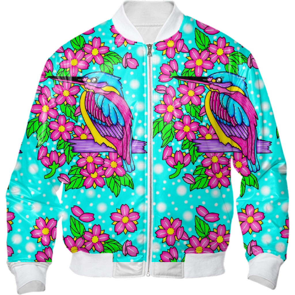 Kingfisher and cherry blossoms