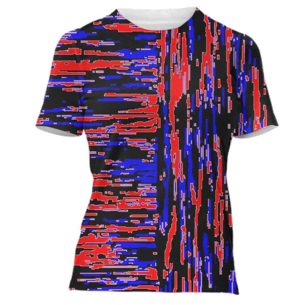 red blue lengthwise cross