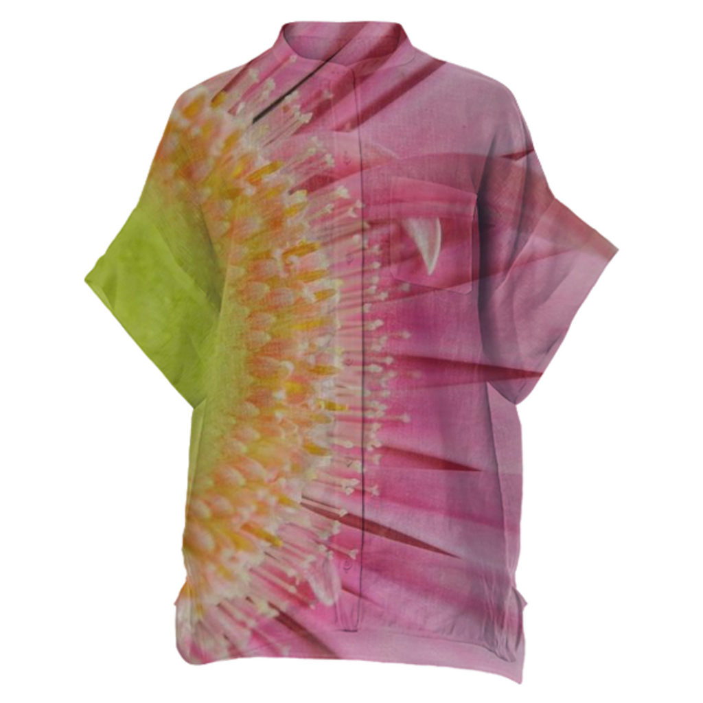 Pink Daisy Boxy Linen Shirt