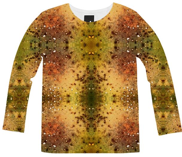 PSYCHEDELIC ABSTRACT ART on Long Sleeve Shirt Vision of an Alien World with Cracks and Craters
