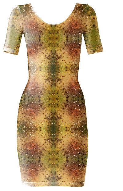 PSYCHEDELIC ABSTRACT ART on Bodycon Dress Vision of an Alien World with Cracks and Craters