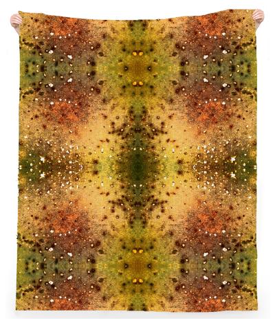PSYCHEDELIC ABSTRACT ART on Linen Beach Towel Vision of an Alien World with Cracks and Craters