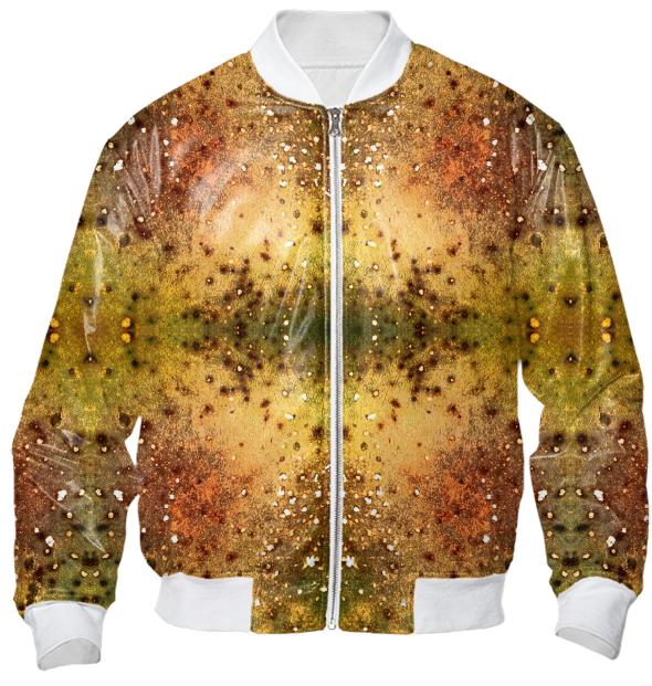 PSYCHEDELIC ABSTRACT ART on Bomber Jacket Vision of an Alien World with Cracks and Craters