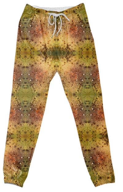 PSYCHEDELIC ABSTRACT ART on Cotton Pants Vision of an Alien World with Cracks and Craters