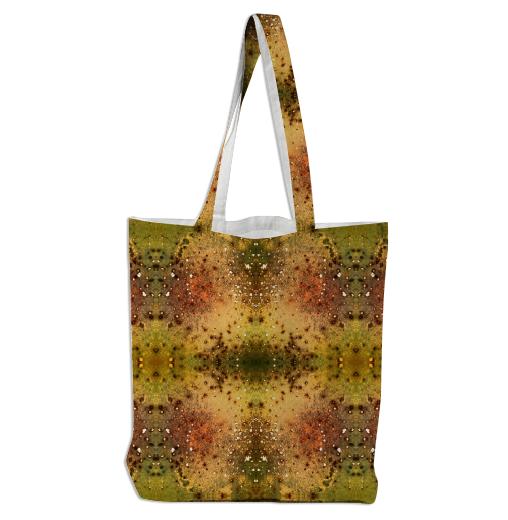 PSYCHEDELIC ABSTRACT ART on Tote Bag Vision of an Alien World with Cracks and Craters