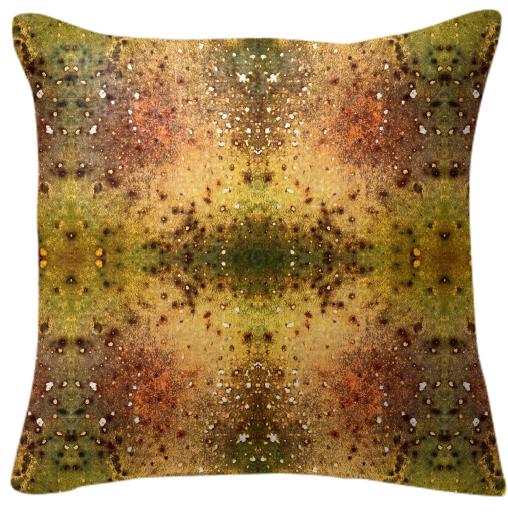 PSYCHEDELIC ABSTRACT ART on Pillow Vision of an Alien World with Cracks and Craters