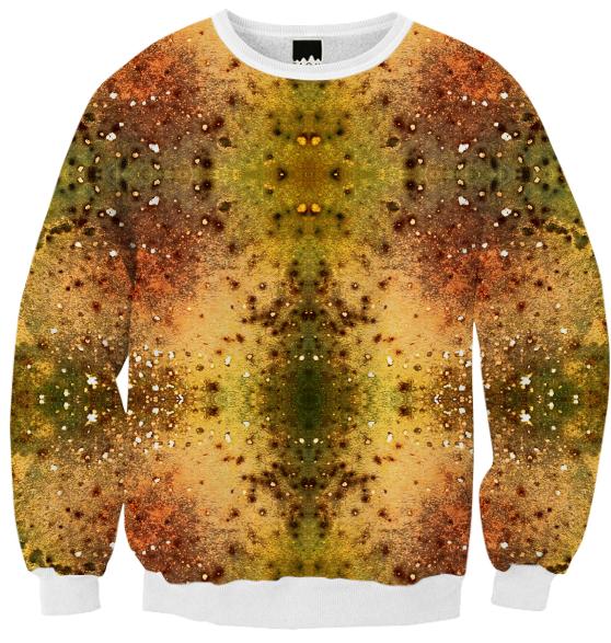 PSYCHEDELIC ABSTRACT ART on Ribbed Sweatshirt Vision of an Alien World with Cracks and Craters