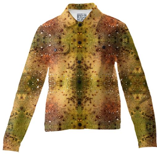 PSYCHEDELIC ABSTRACT ART on Twill Jacket Vision of an Alien World with Cracks and Craters
