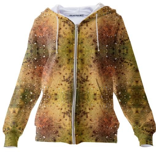 PSYCHEDELIC ABSTRACT ART on Zip Up Hoodie Vision of an Alien World with Cracks and Craters