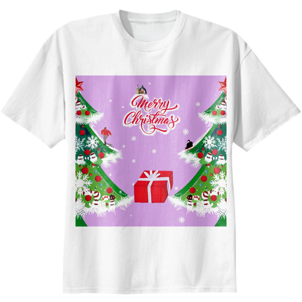 christmas, christmas tree, rolling, children, church, lavender background, gift, box, inscription, merry christmas, santa
