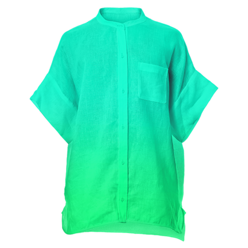 Green ombre linen shirt