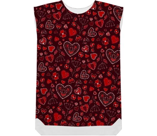 Red hearts and flowers pattern