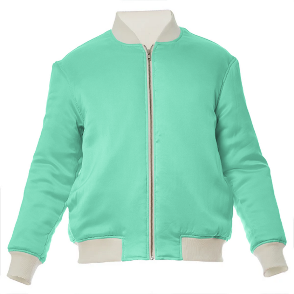 color aquamarine VP silk bomber jacket
