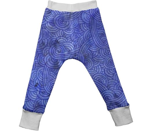 Royal blue swirls doodles Kids Drop Pant