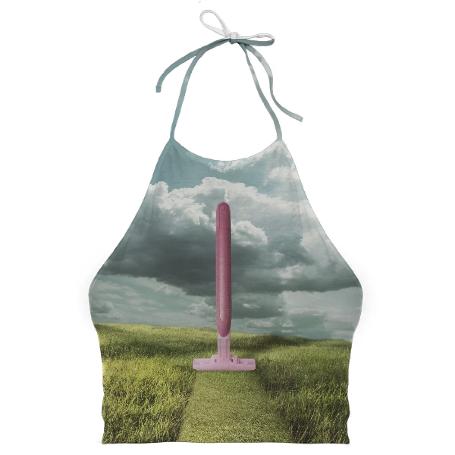 Surreal Conceptual Shaved Grass Halter Top