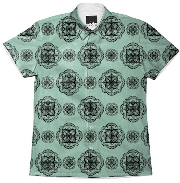 Vesica Mandala Mint Button Up