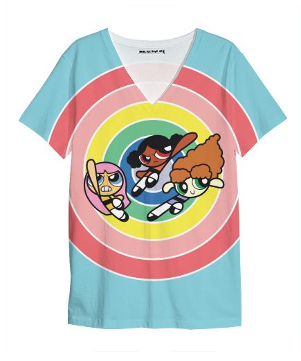 Rainbow Ruff Girls V Neck Shirt