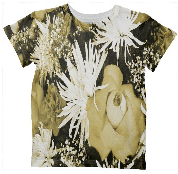 Golden Flowered Bouquet Kids T Shirt